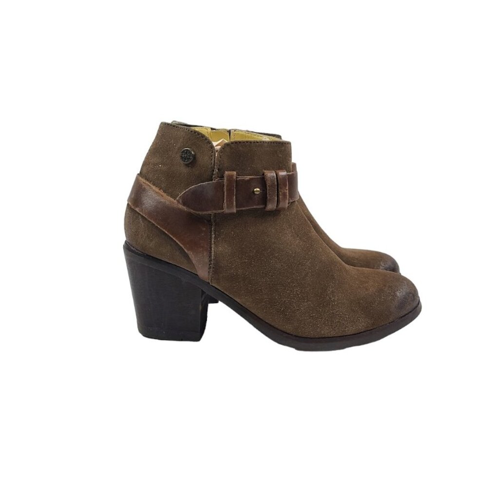 Bussola Women's Brown Riekia Leather Block Heel Ankle Bootie‎ Size US 6
